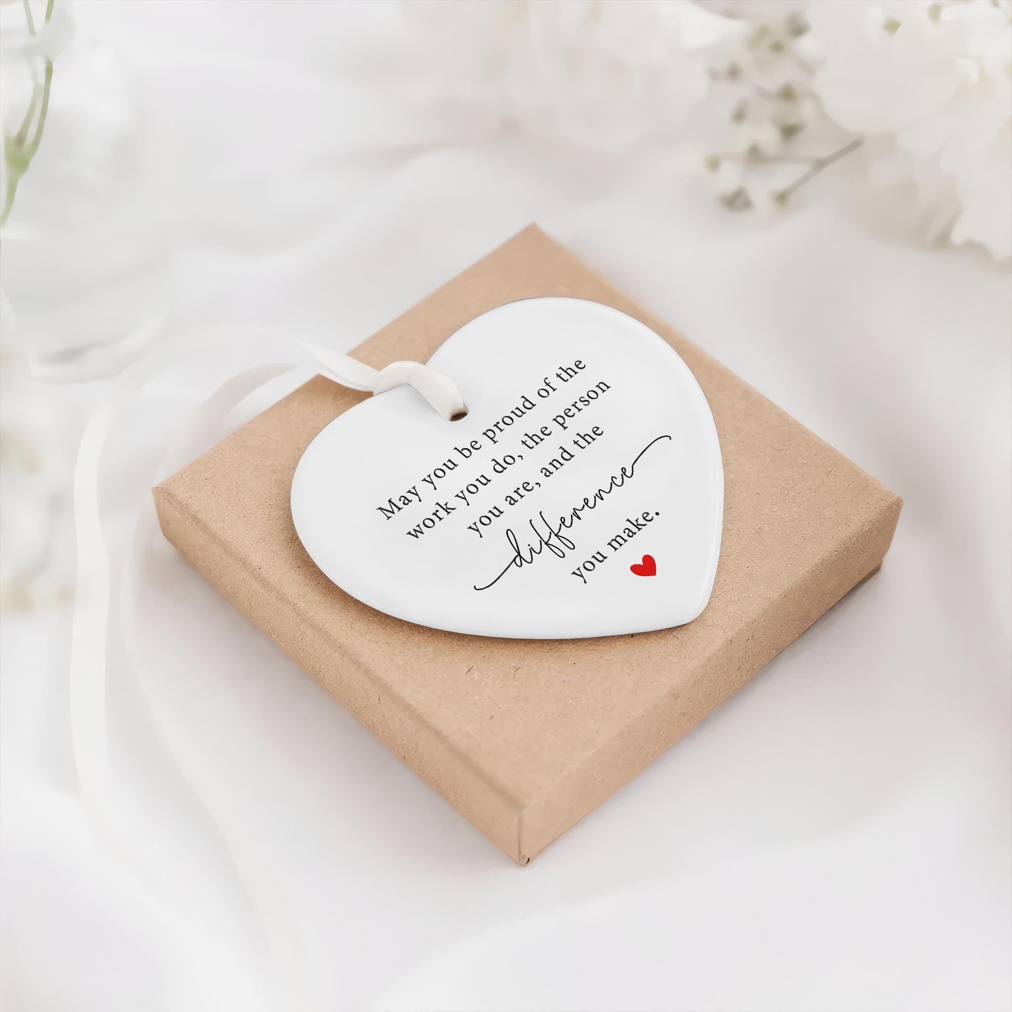 Inspirational Heart Ornament: Proud of You Ceramic Keepsake