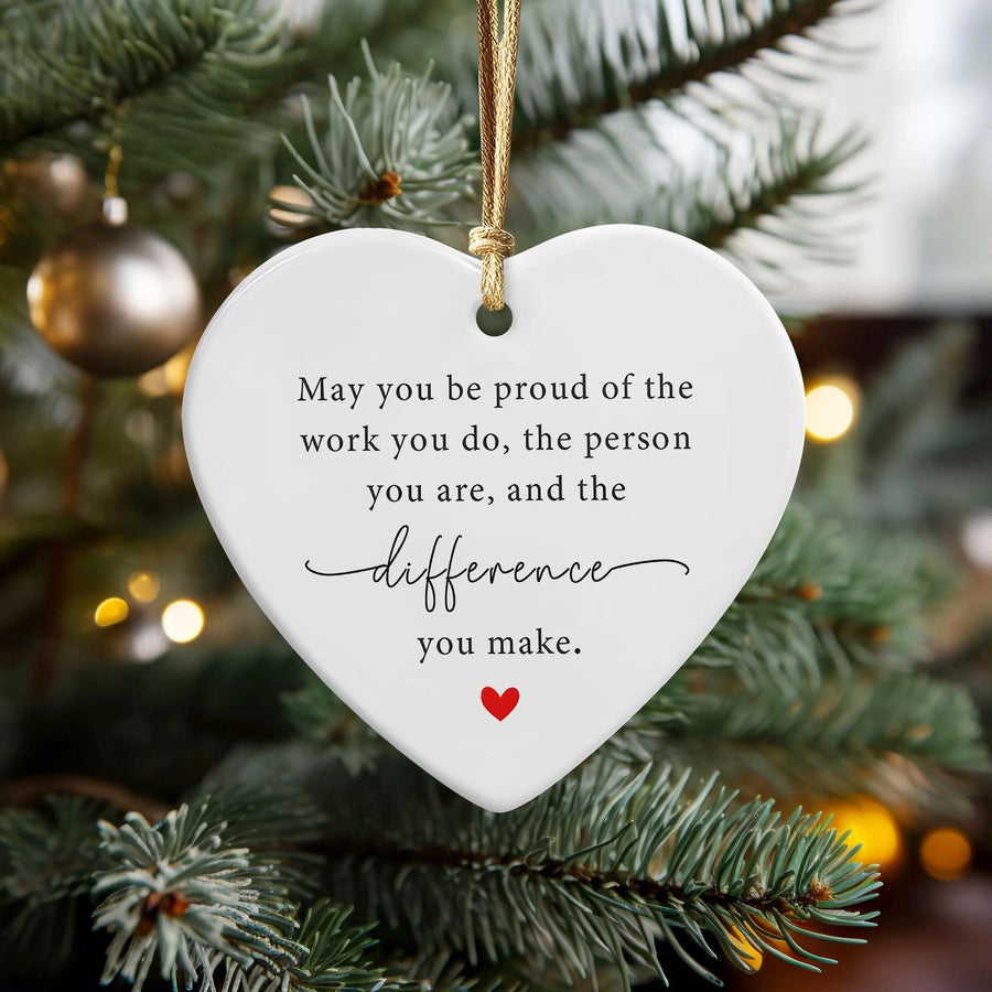 Inspirational Heart Ornament: Proud of You Ceramic Keepsake