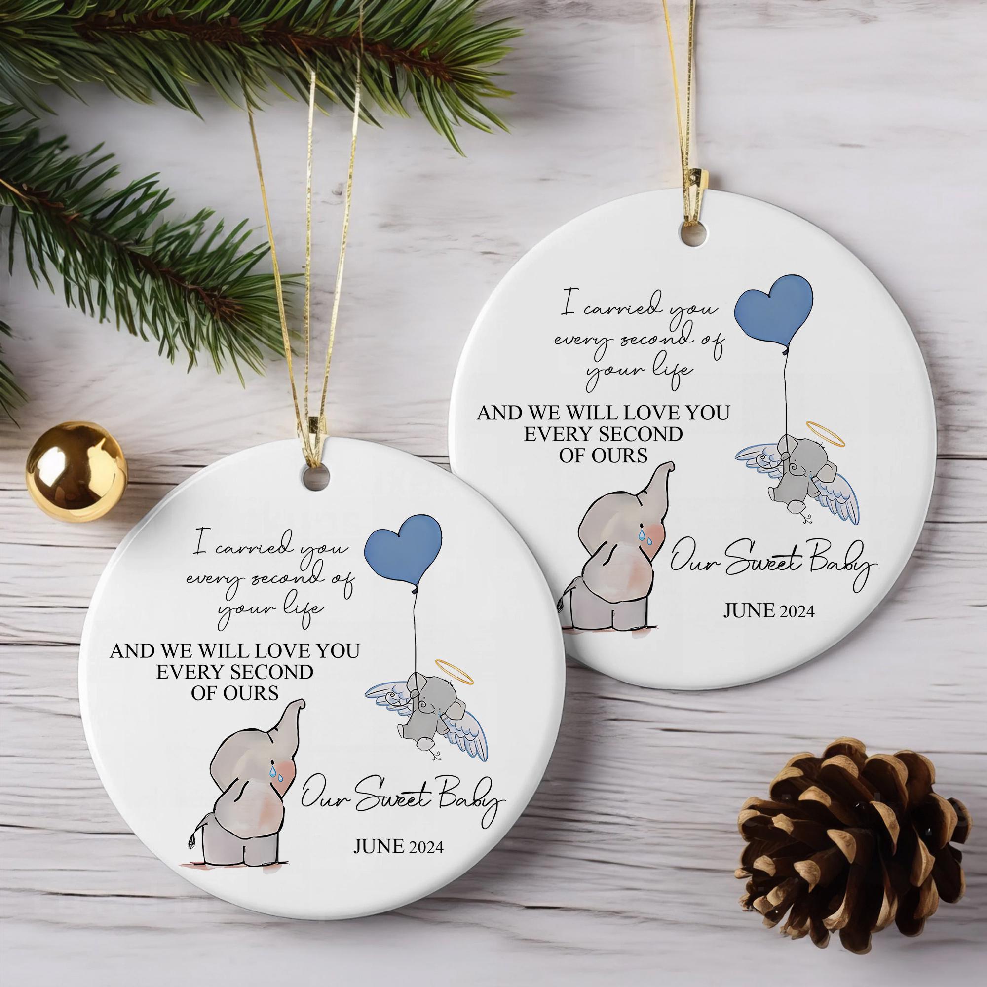 Personalized Baby Memorial Ornament 2025: Elephant Keepsake