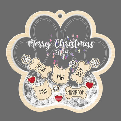 Personalized Pet Paw Ornament: Acrylic Shaker with Wood Frame