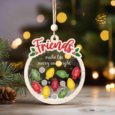 Personalized Friends Christmas Ornament: Shaker Snow Globe Keepsake