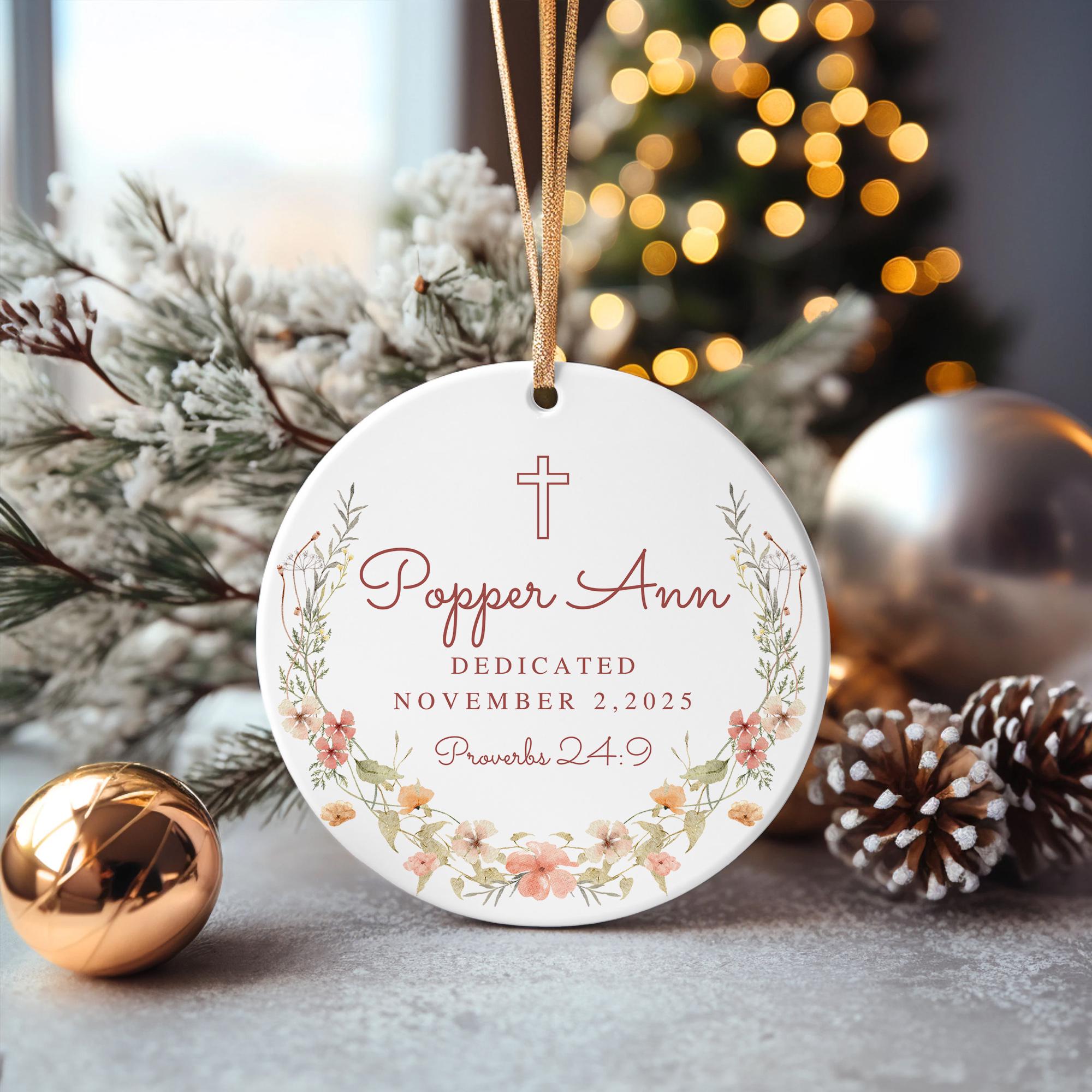 Personalized Baby Dedication Ornament: Ceramic Christian Keepsake
