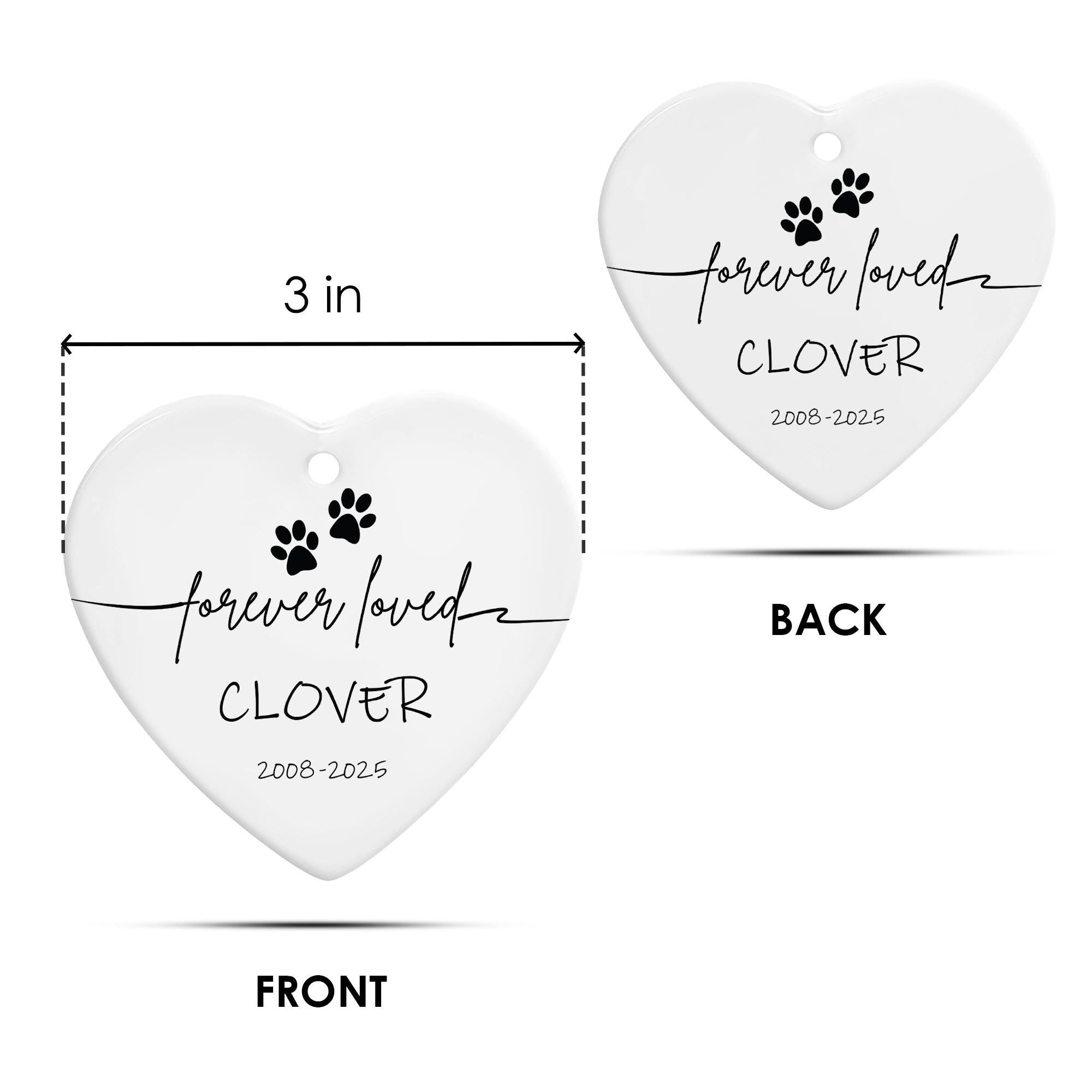 Personalized Pet Memorial Ornament: Forever Loved Ceramic Heart