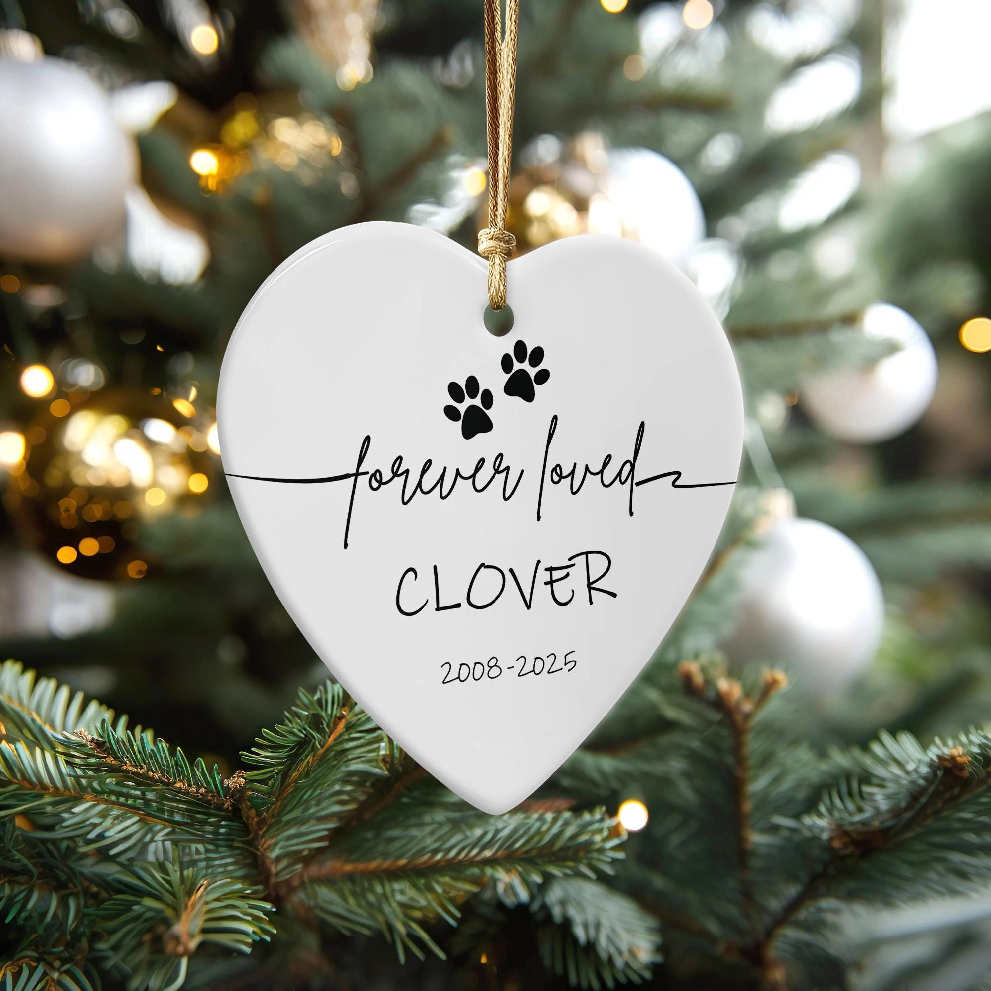 Personalized Pet Memorial Ornament: Forever Loved Ceramic Heart