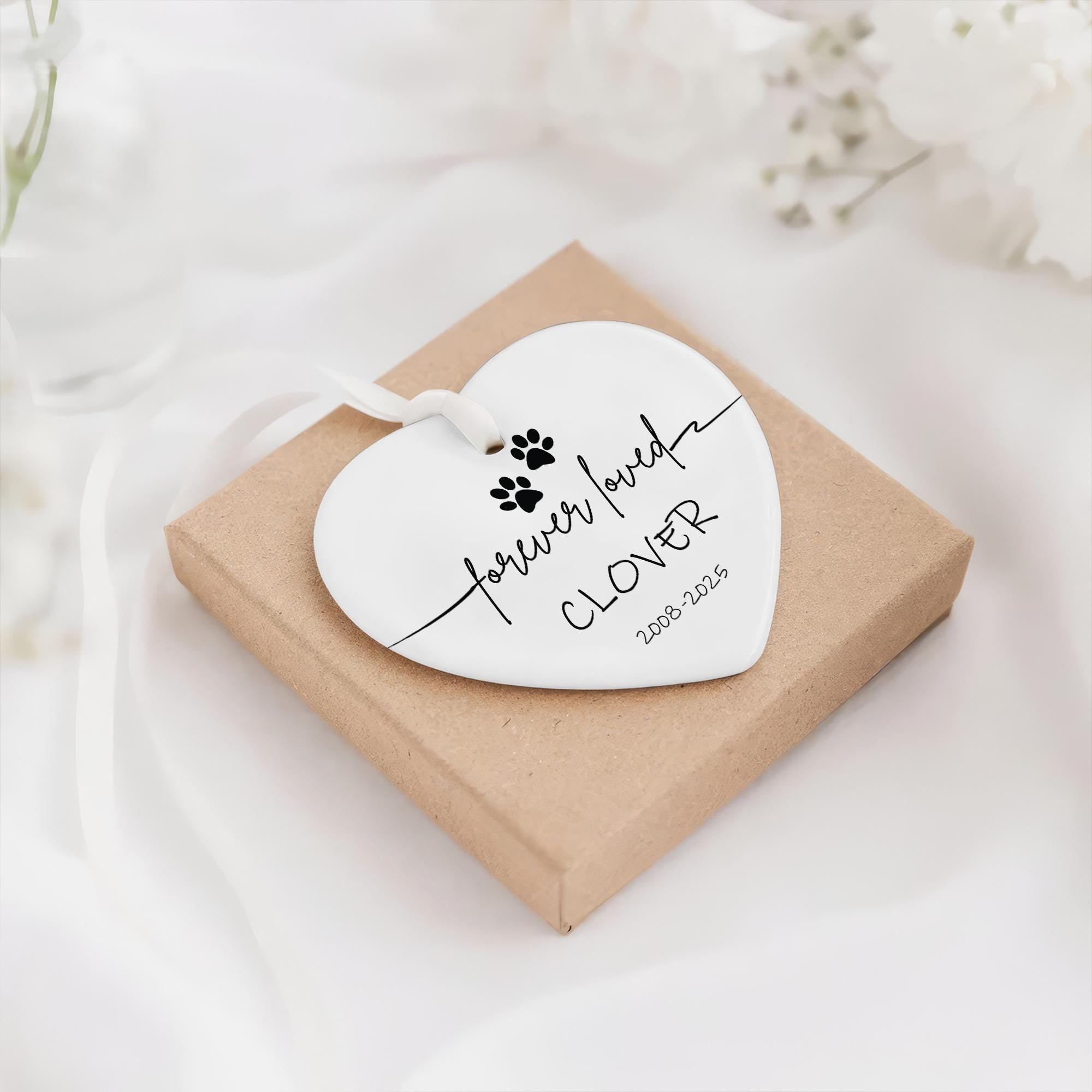 Personalized Pet Memorial Ornament: Forever Loved Ceramic Heart