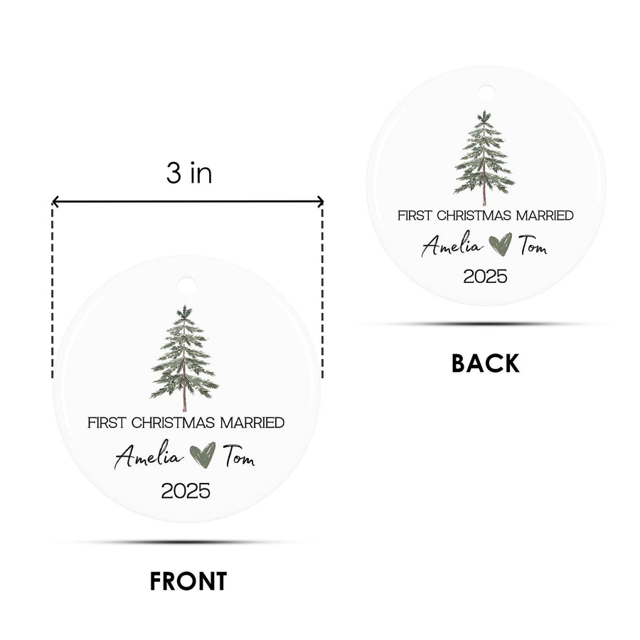 Personalized First Christmas Married Ornament 2025: Newlywed Keepsake