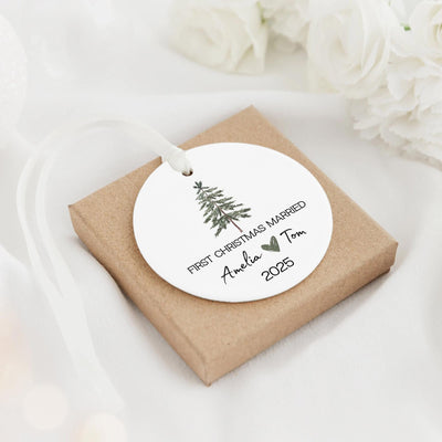 Personalized First Christmas Married Ornament 2025: Newlywed Keepsake
