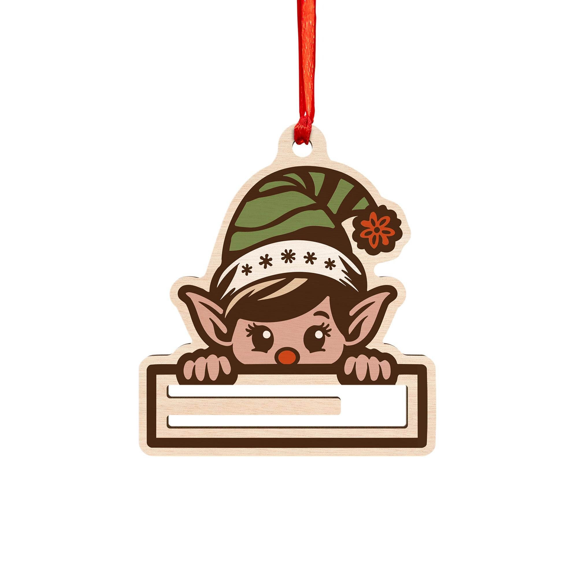 Elf Money Holder Christmas Ornament: Wooden Gift Card Decoration