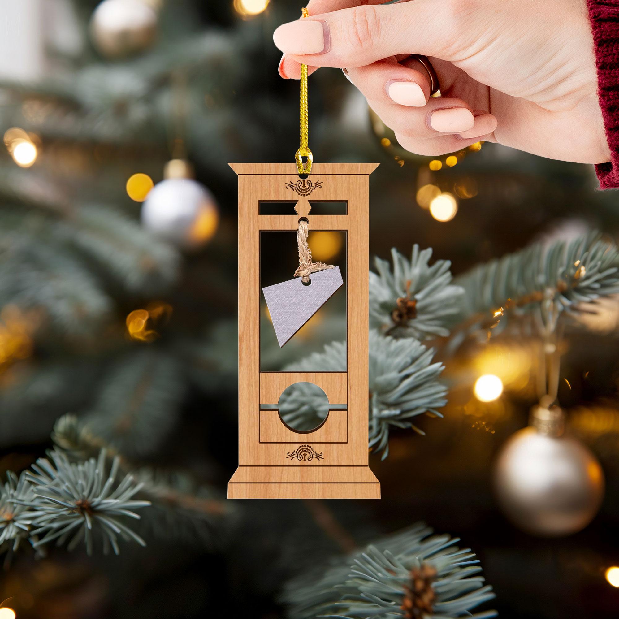 Guillotine Christmas Ornament: Dark Humor Holiday Decor