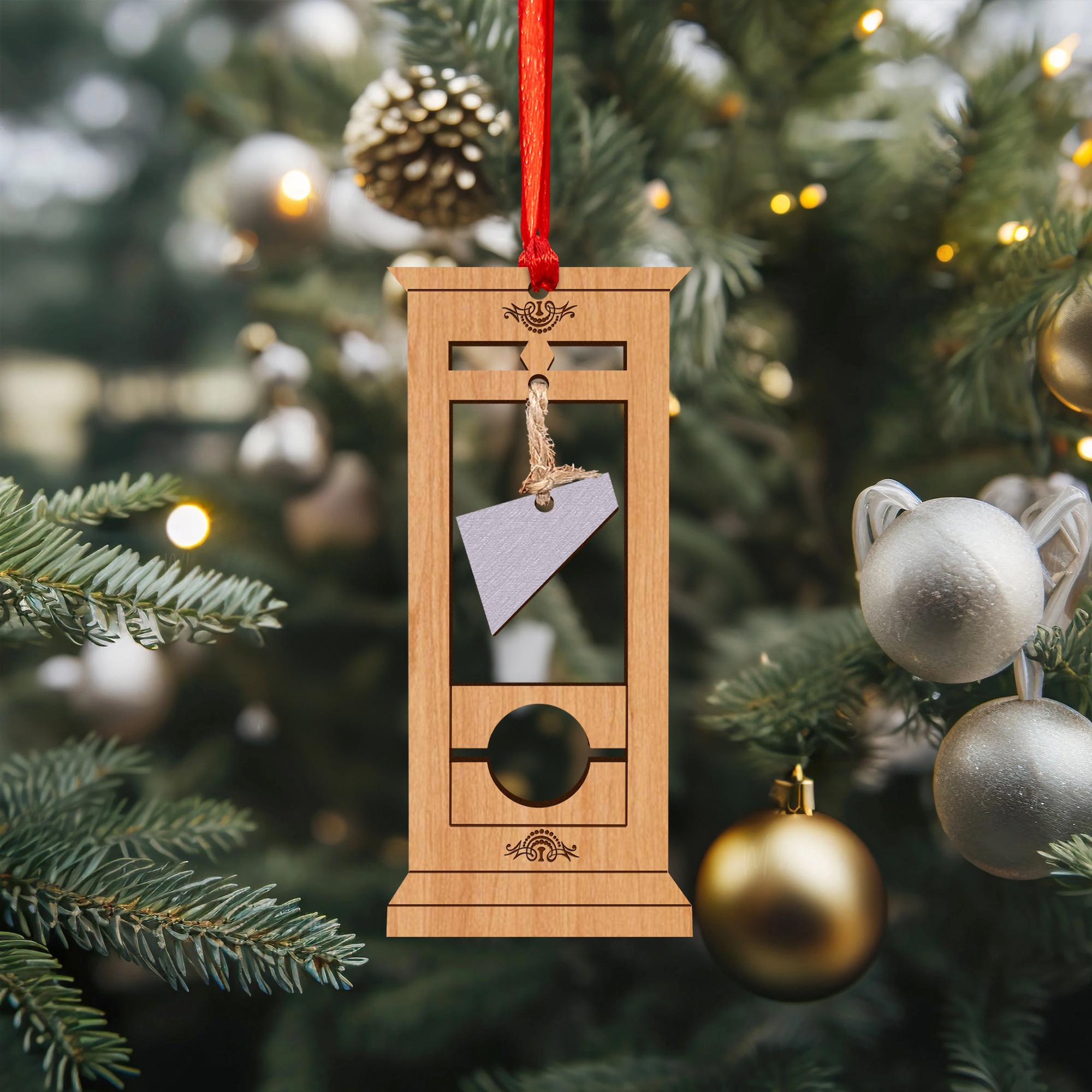 Guillotine Christmas Ornament: Dark Humor Holiday Decor