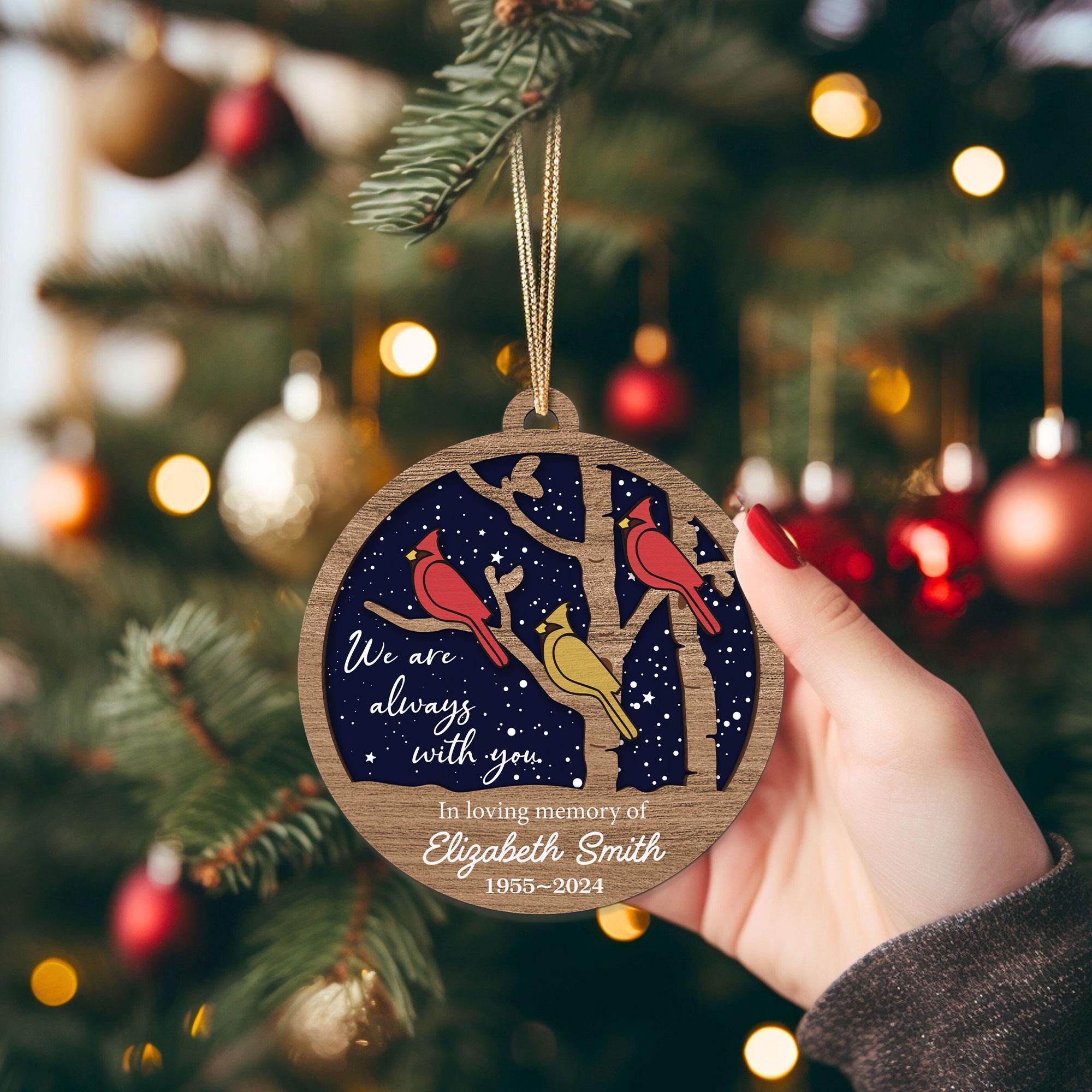 Personalized Cardinal Memorial Ornament: Wooden In Loving Memory Christmas Decoration