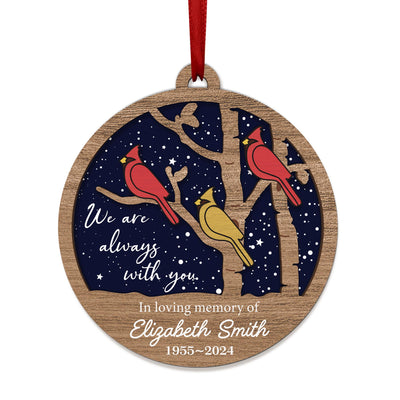 Personalized Cardinal Memorial Ornament: Wooden In Loving Memory Christmas Decoration
