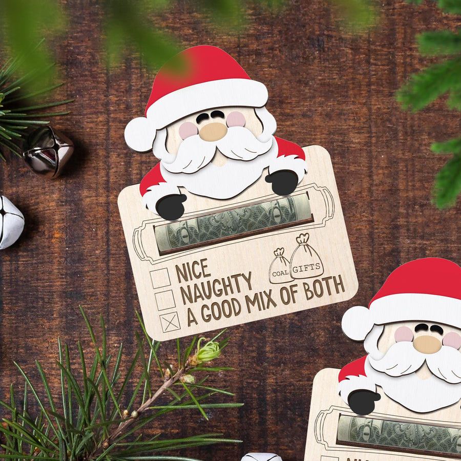 Funny Santa Wooden Money Holder Ornament: Gag Gift Keepsake