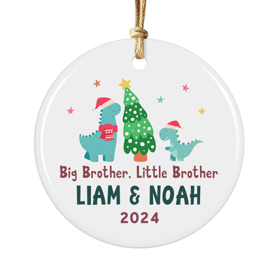 Personalized Big Brother Little Brother Dinosaur Christmas Ornament