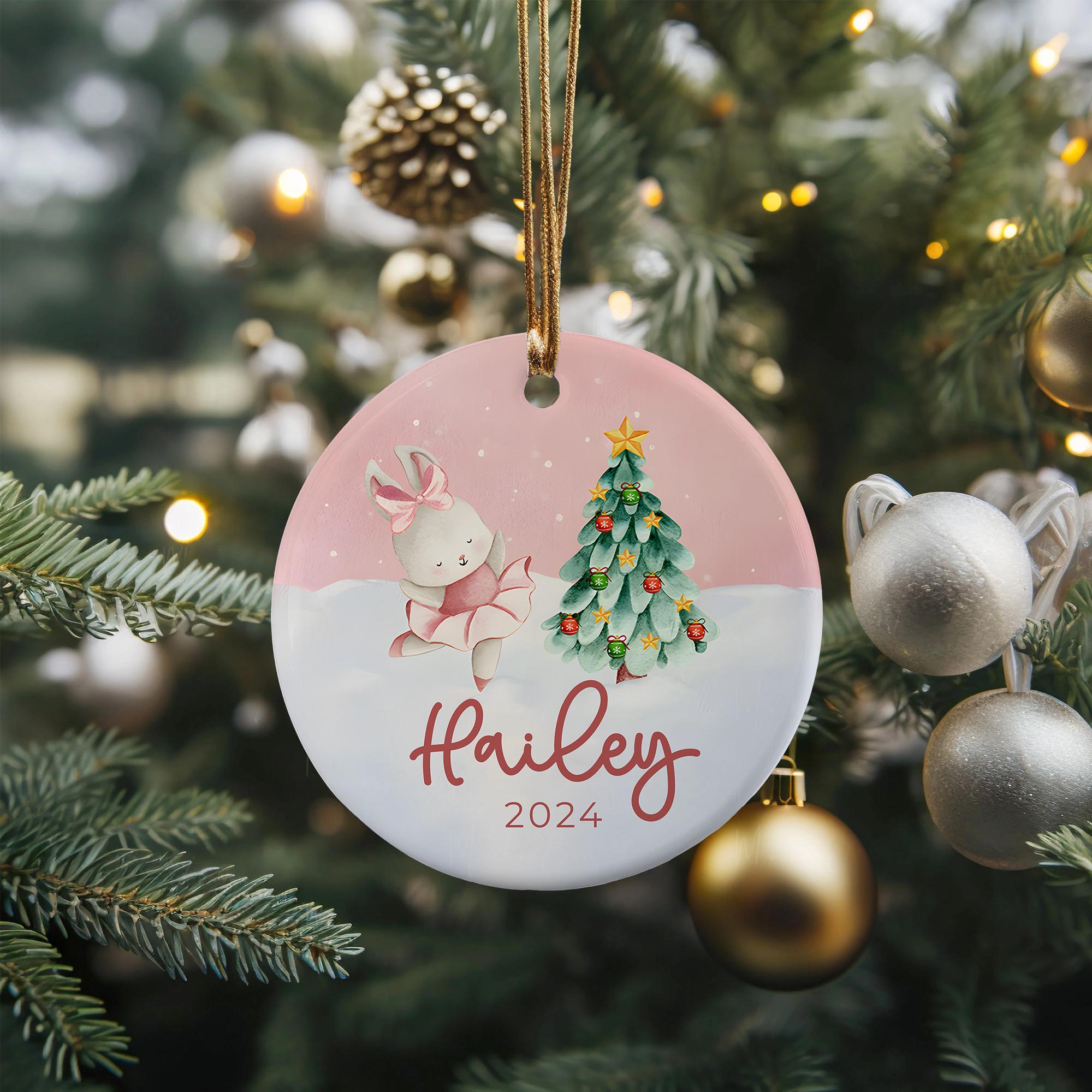 Personalized Ballerina Bunny Christmas Ornament: Girls Keepsake Gift