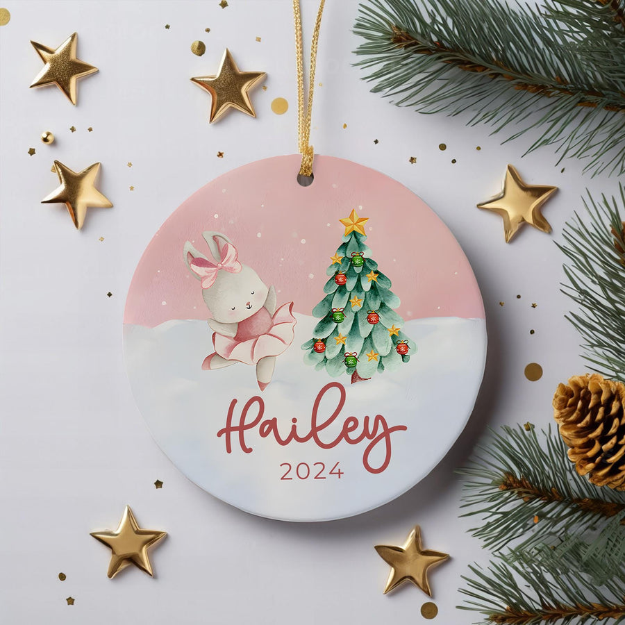Personalized Ballerina Bunny Christmas Ornament: Girls Keepsake Gift