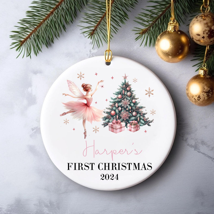 Personalized Baby Girl First Christmas Ornament 2025: Fairy Ballerina Keepsake