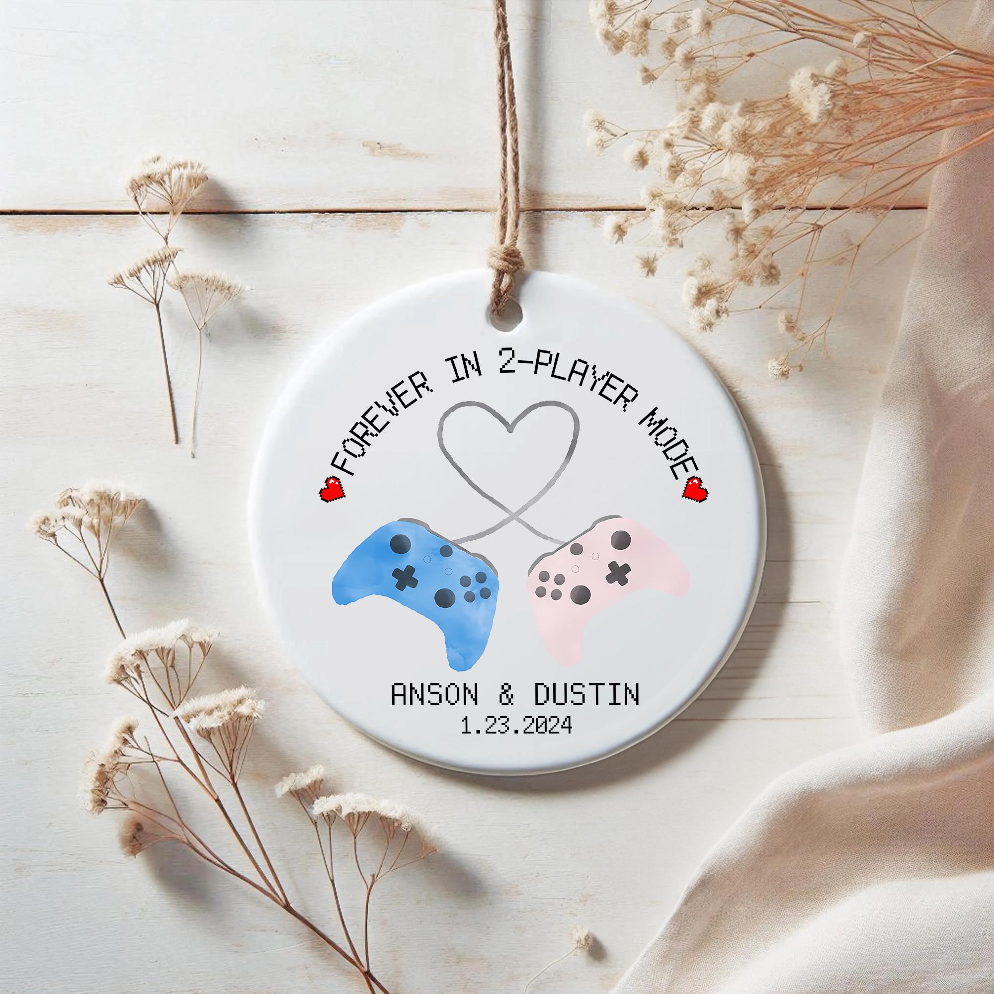 Personalized Gamer Couple Ornament 2025: Forever in 2-Player Mode