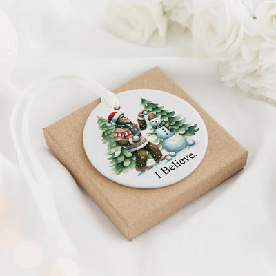 Bigfoot Christmas Ornament: Funny Sasquatch Snowman Tree Decoration