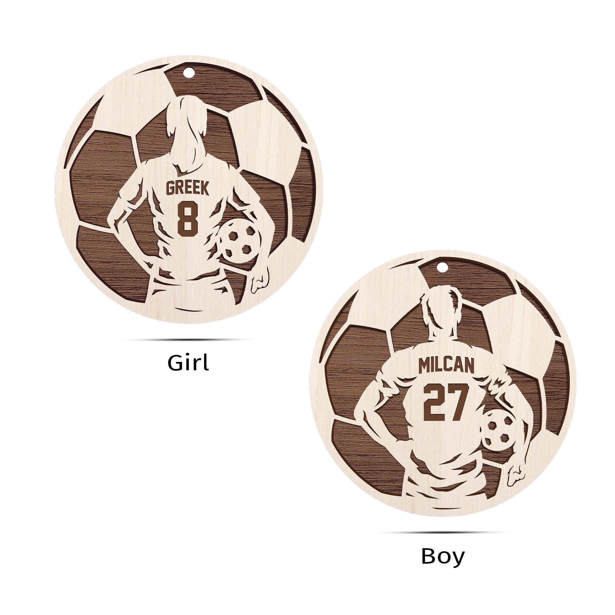 Personalized Soccer Christmas Ornament - Custom Wooden Player Jersey Ornament - Sports Team Holiday Keepsake