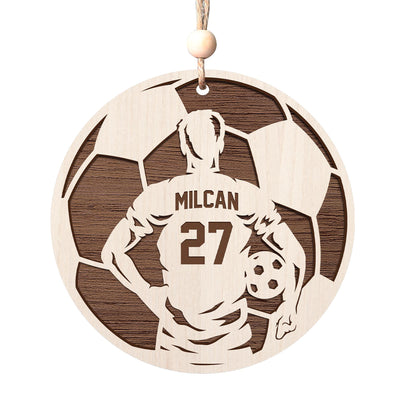 Personalized Soccer Christmas Ornament - Custom Wooden Player Jersey Ornament - Sports Team Holiday Keepsake