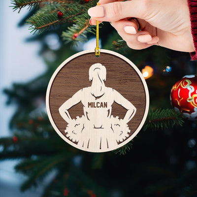 Personalized Cheerleader Christmas Ornament - Custom Wooden Cheer Team Spirit Ornament - Sports Holiday Gift