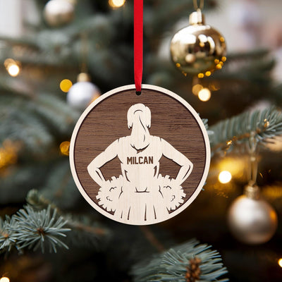 Personalized Cheerleader Christmas Ornament - Custom Wooden Cheer Team Spirit Ornament - Sports Holiday Gift