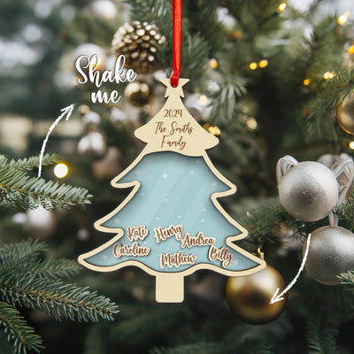 Personalized Family Christmas Tree Ornament: Engraved Wooden Keepsake