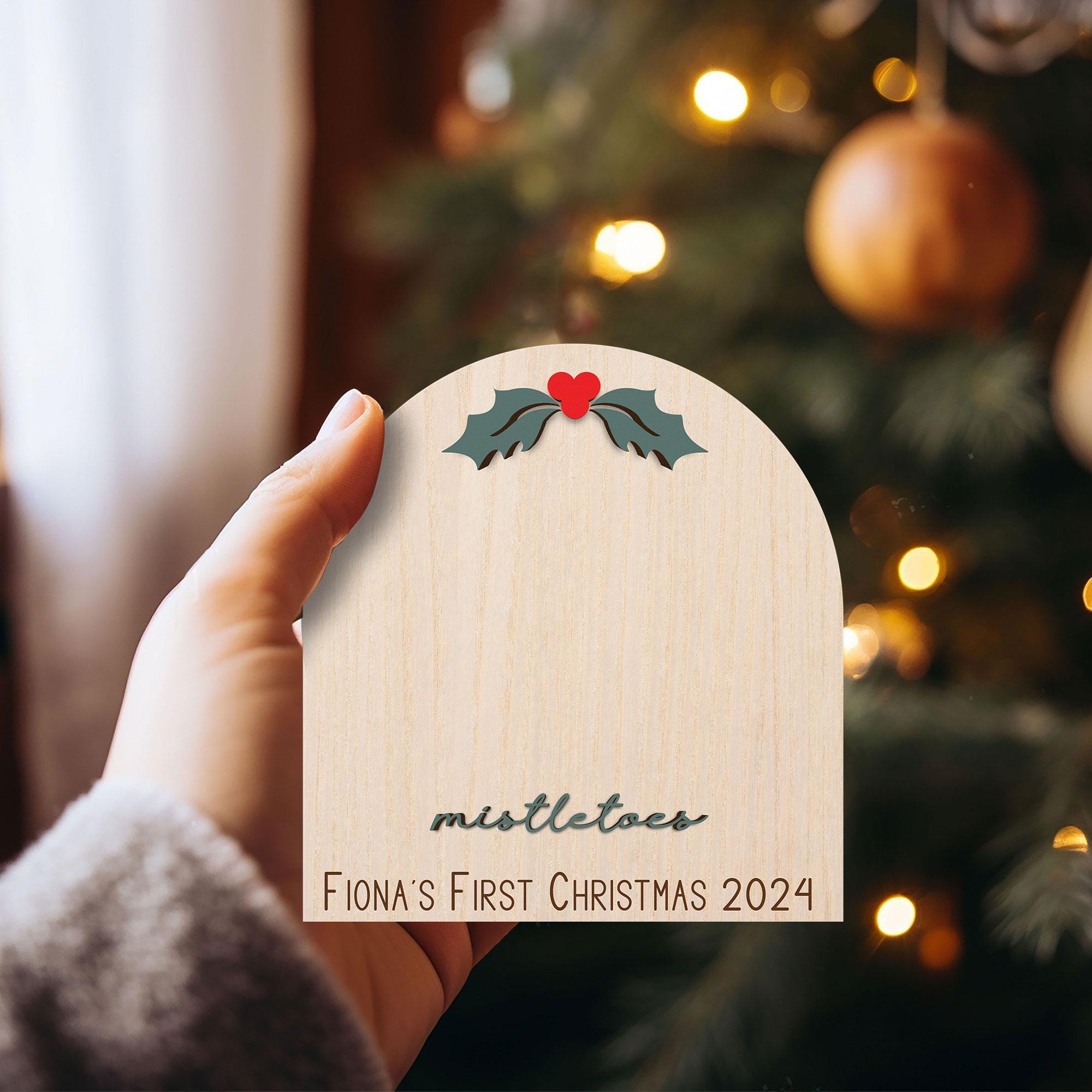 Personalized Baby's First Christmas Ornament: Mistletoe Footprint Keepsake