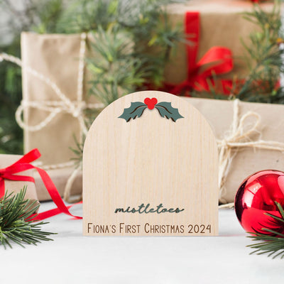 Personalized Baby's First Christmas Ornament: Mistletoe Footprint Keepsake