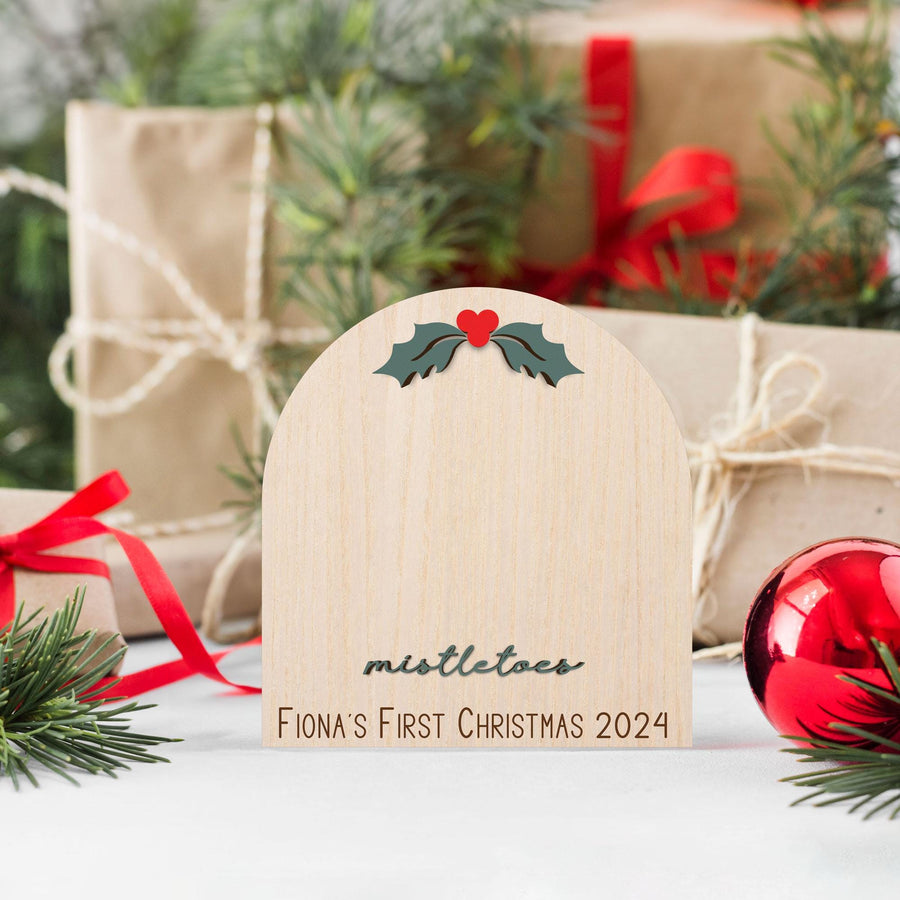 Personalized Baby's First Christmas Ornament: Mistletoe Footprint Keepsake
