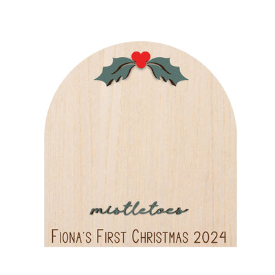 Personalized Baby's First Christmas Ornament: Mistletoe Footprint Keepsake