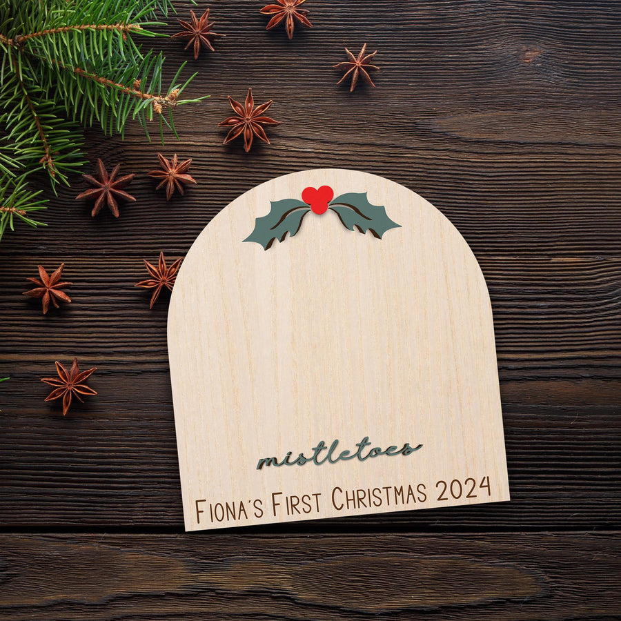 Personalized Baby's First Christmas Ornament: Mistletoe Footprint Keepsake