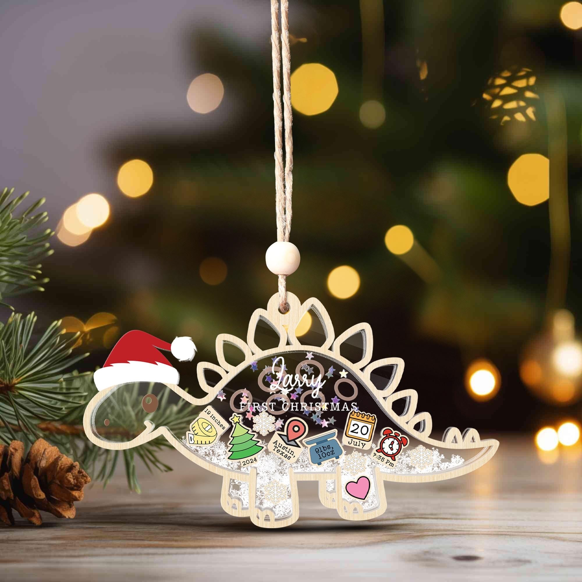 Personalized Dinosaur First Christmas Ornament: Baby's 1st Christmas