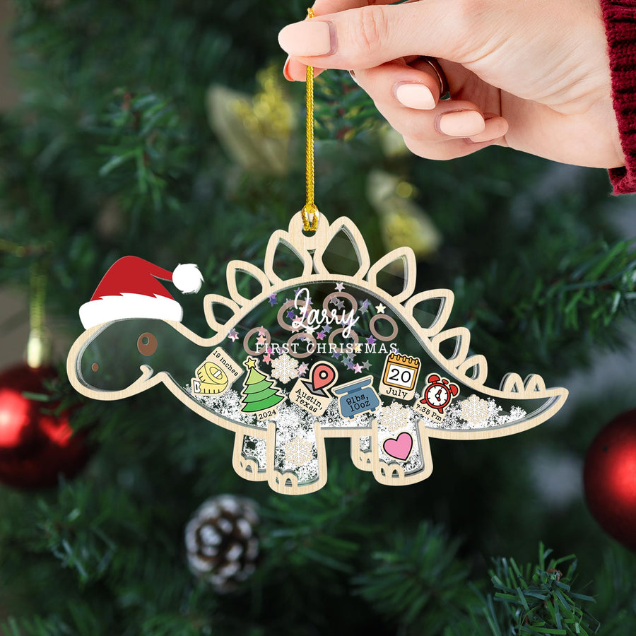 Personalized Dinosaur First Christmas Ornament: Baby's 1st Christmas