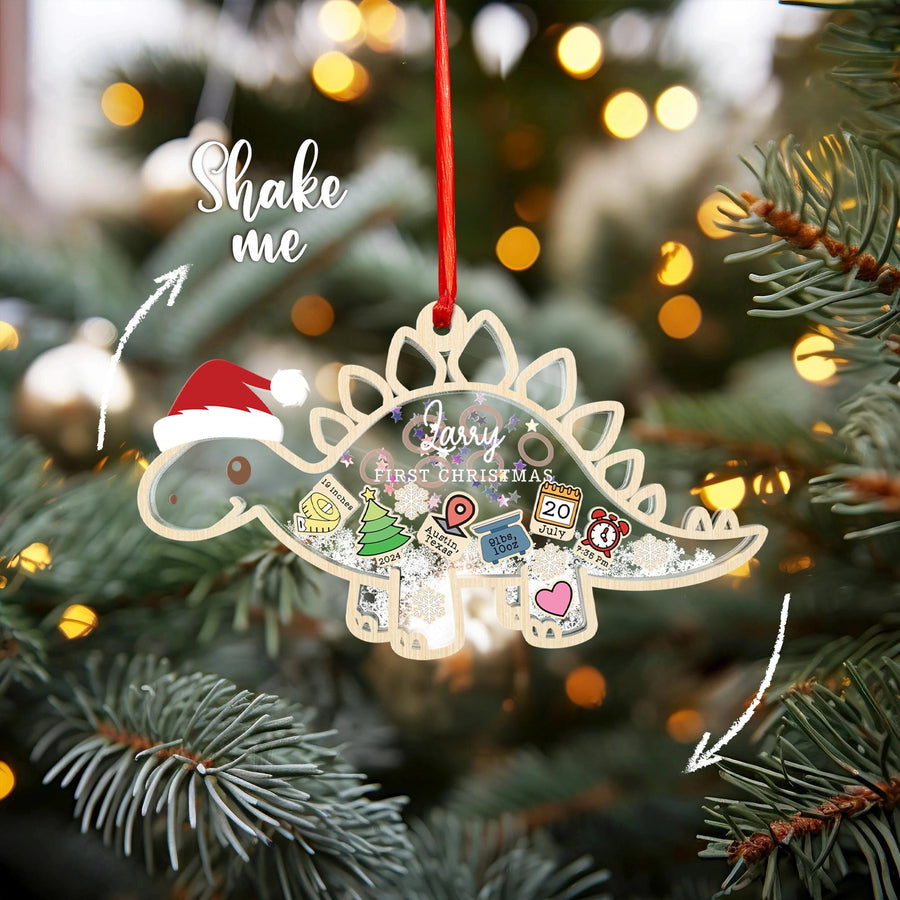 Personalized Dinosaur First Christmas Ornament: Baby's 1st Christmas
