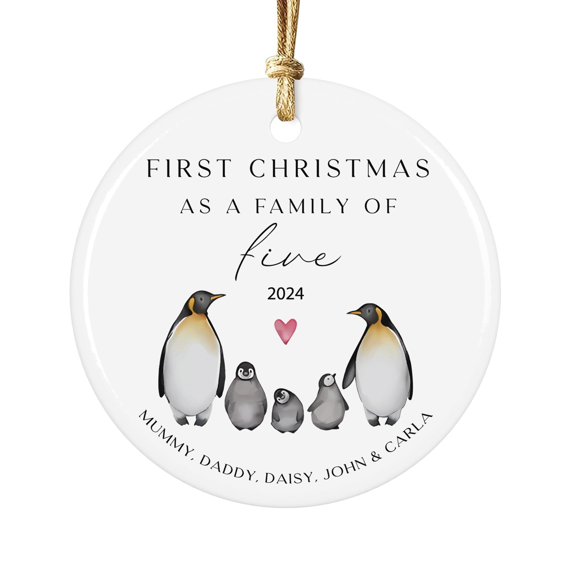 Personalized Penguin Family Christmas Ornament 2025: First Christmas Keepsake