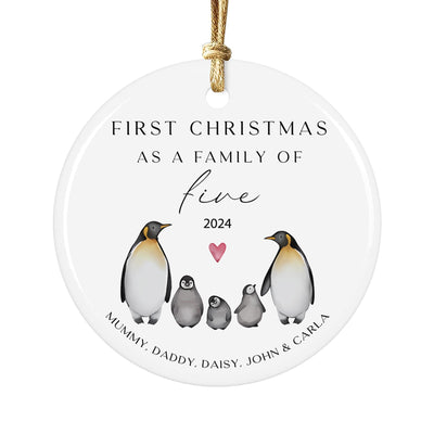 Personalized Penguin Family Christmas Ornament 2025: First Christmas Keepsake