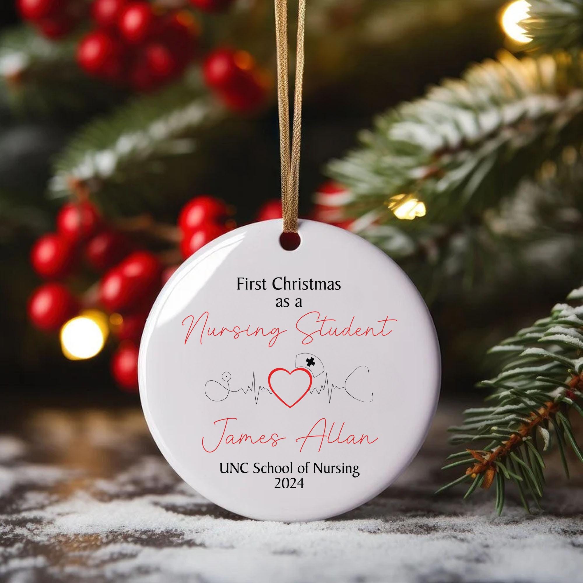 Personalized Nursing Student First Christmas Ornament: Stethoscope Keepsake