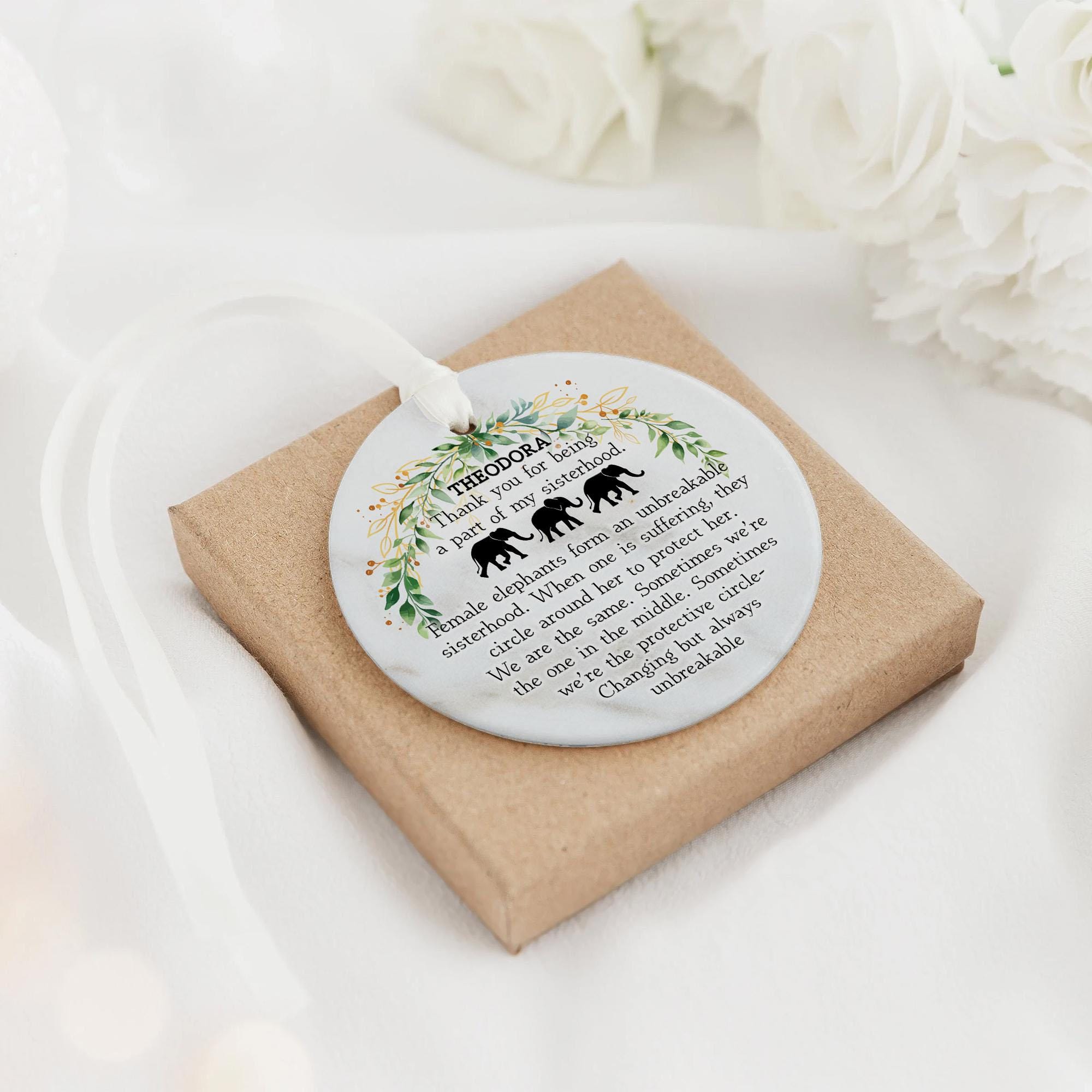 Personalized Sisterhood Ornament – Elephant Friendship Ornament – Meaningful Christmas Gift – 3-inch Round Keepsake