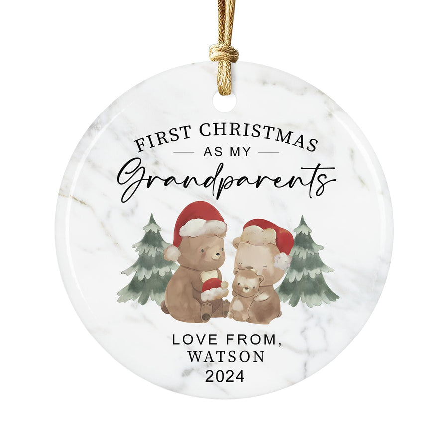 Personalized First Christmas as Grandparents Ornament 2024: Ceramic Keepsake