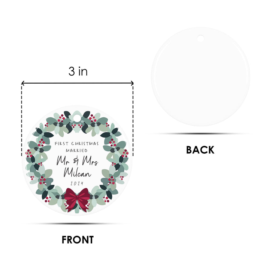 Personalized First Christmas Married Ornament 2025: Ceramic Keepsake