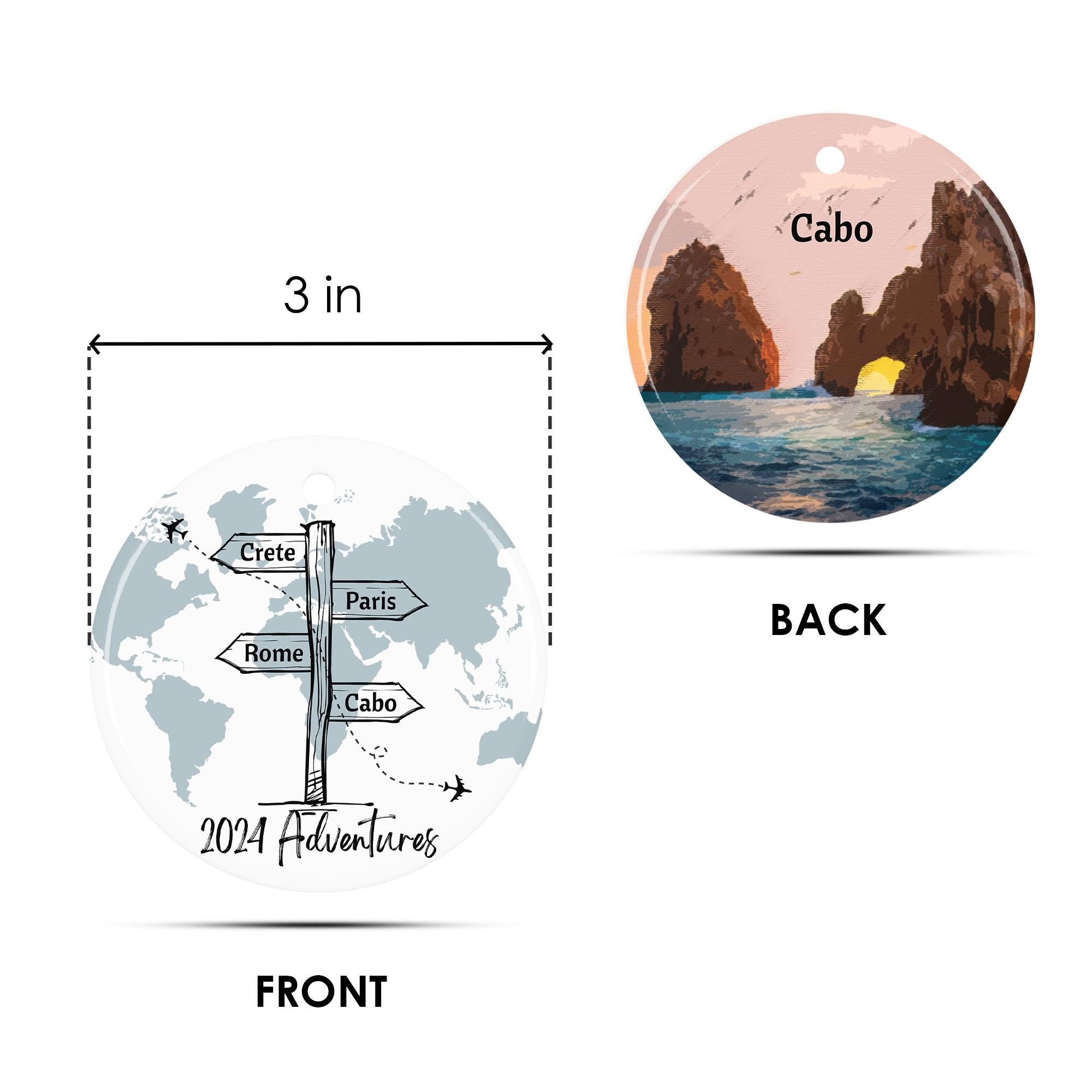 Personalized 2025 Travel Ornament: World Map Ceramic Keepsake