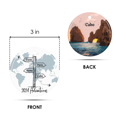 Personalized 2025 Travel Ornament: World Map Ceramic Keepsake