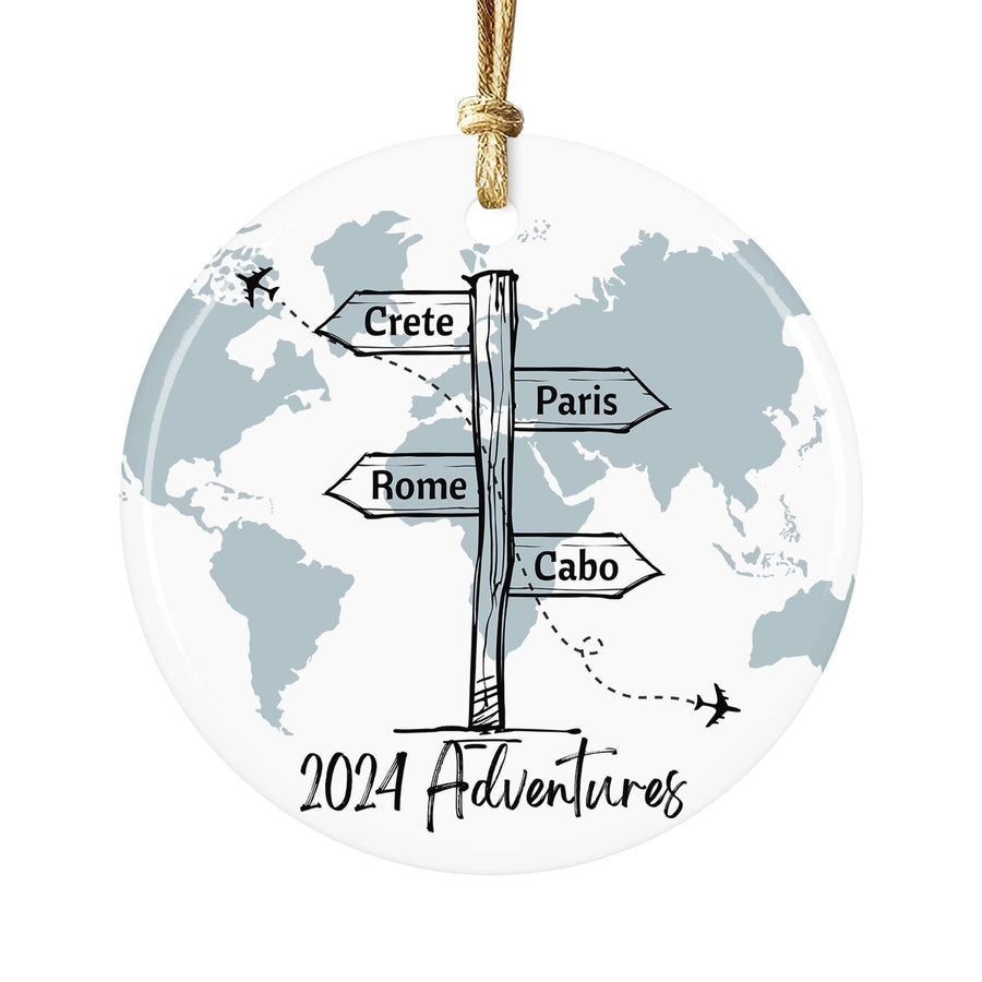 Personalized 2025 Travel Ornament: World Map Ceramic Keepsake