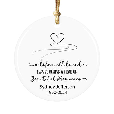 Personalized Memorial Ornament: "A Life Well Lived" Ceramic Keepsake