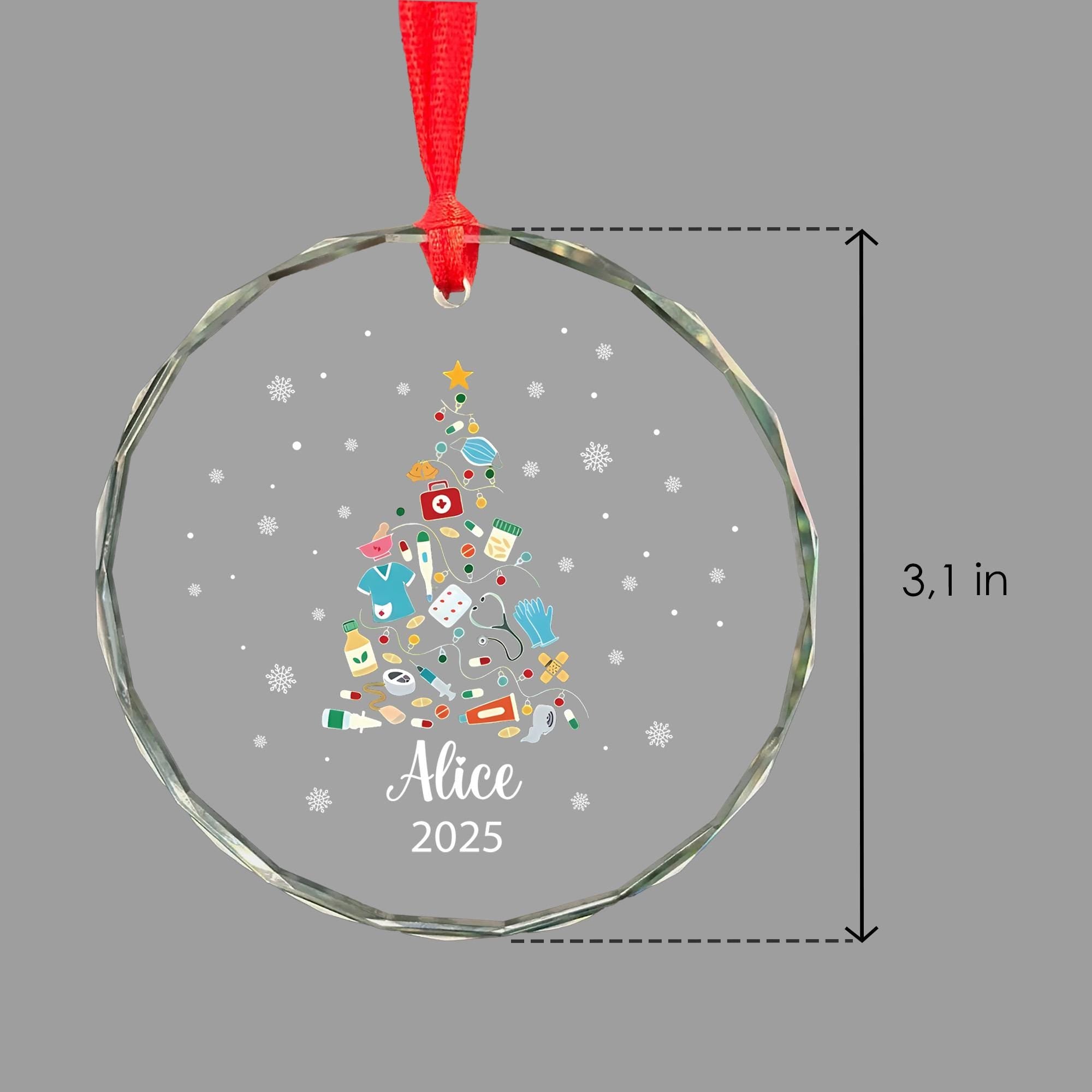 Personalized Medical Christmas Ornament: Glass Keepsake Gift for Healthcare Workers