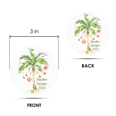 Personalized Tropical Christmas Palm Tree Ornament: Coastal Holiday Keepsake