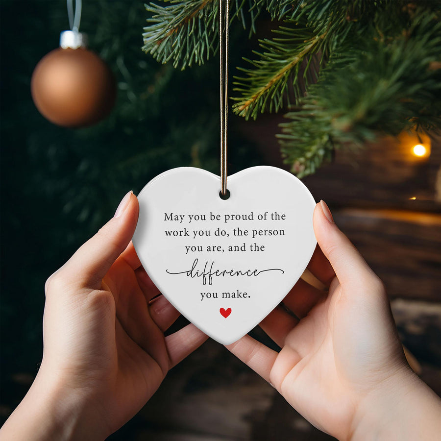 Inspirational Heart Ornament: Proud of You Ceramic Keepsake