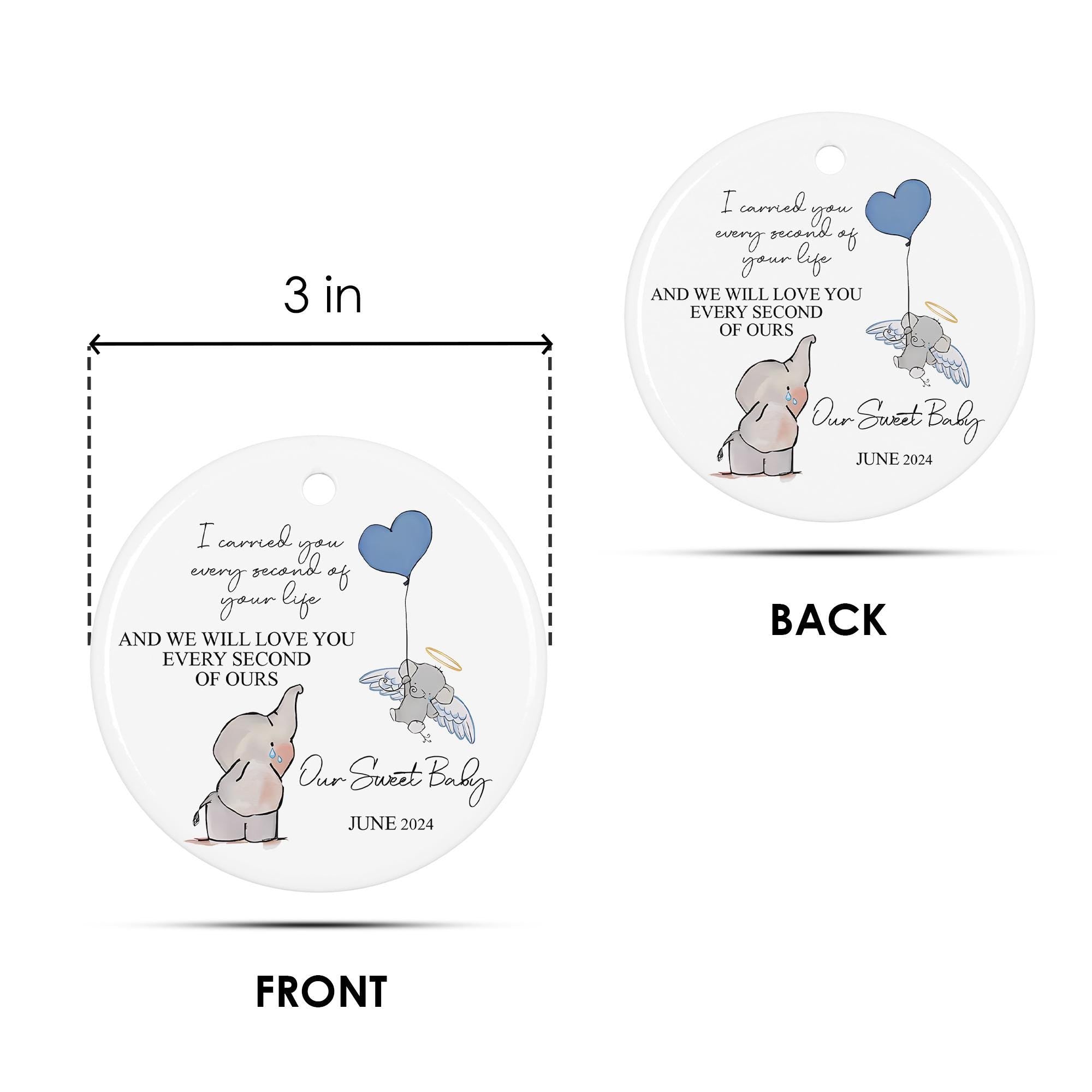 Personalized Baby Memorial Ornament 2025: Elephant Keepsake